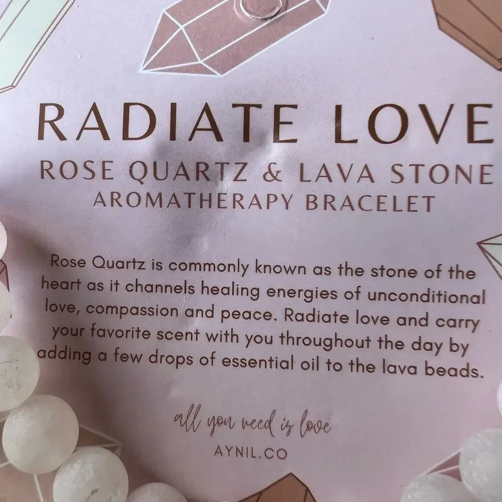 NEW AYNIL Radiate Love Rose Quartz Stone Aromatherapy Diffuser Bracelet